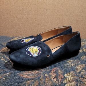 & Other Stories Black Suede Flats with Cheetah Patch- Size 5/36 EU